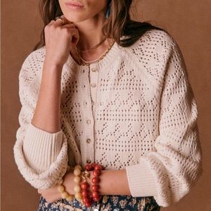 Sezane crochet cardigan CAPUCINE Cream/Ecru XS